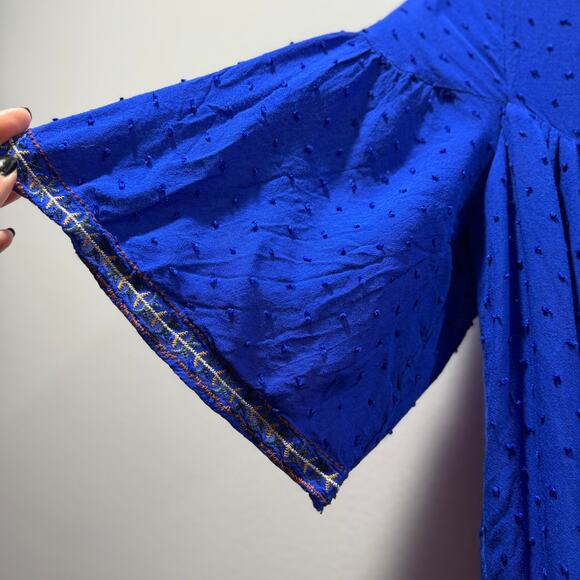 Umgee Bohemean Embroidered Royal Blue Dress Size Large - Picture 6 of 10